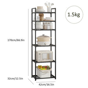 Scaffale porta microonde da terra a più livelli con carrello a rotelle, scaffale da <span class=keywords><strong>cucina</strong></span> senza foratura - Product Image 2