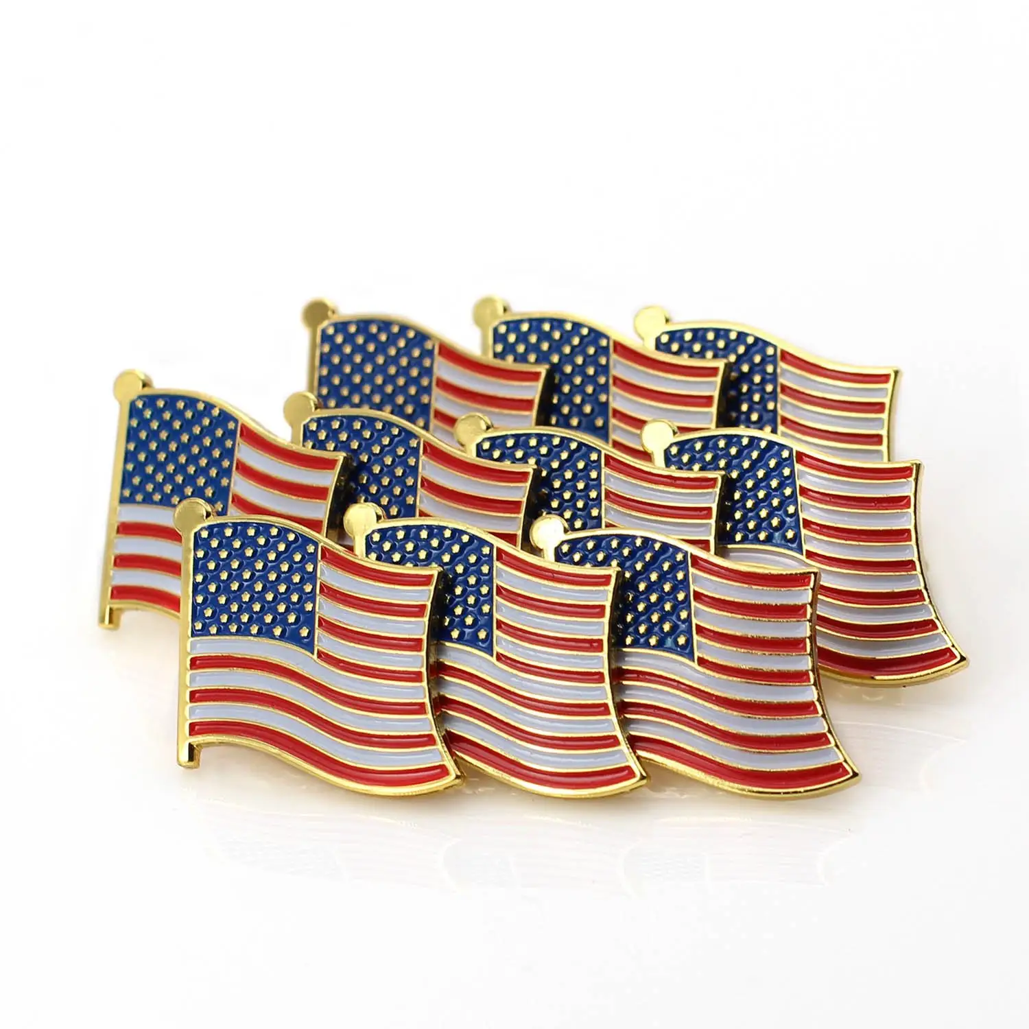 Prachtige Gouden Metalen Hoge Kwaliteit Zacht Email Revers Broche Custom Badge Land Amerikaanse Vlag Pin