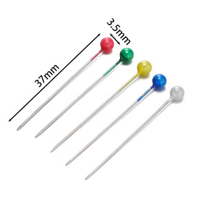 Épingles à coudre colorées avec têtes rondes en verre pour la confection et la couture, ensemble d'outils - Product Image 2