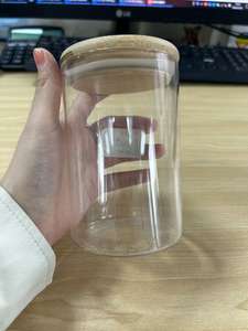Frasco redondo de borosilicato de buena calidad para alimentos, <span class=keywords><strong>cereales</strong></span>, aperitivos, especias, almacenamiento, tarro de vidrio con tapa de Bambú - Product Image 5