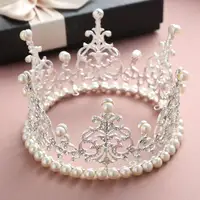 Лидер продаж на Amazon, элегантная Высококачественная жемчужная Корона, свадебный головной убор, модная свадебная корона с бриллиантами, тиары