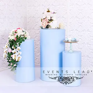 热卖圆筒蓝色花架用于婚礼装饰