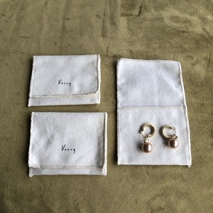 Silk Printed Silver Luxury Cotton Flannel <b>Envelope</b> Jewelry Packaging Pouch with Flap - Product Image 1