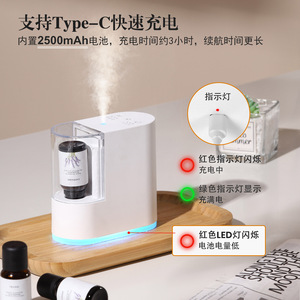 Smart Aroma Diffuser Waterless Rechargeable 2500mAh Battery Type C Charging 7 Color Light Cycle Home Office Use - Product Image 4