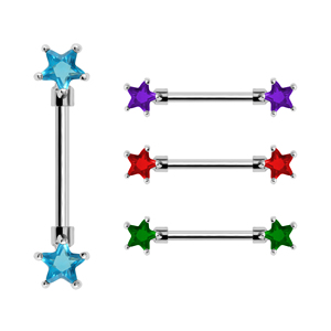 Anillos de <span class=keywords><strong>pezón</strong></span> de estrella de acero inoxidable <span class=keywords><strong>Piercing</strong></span> de <span class=keywords><strong>pezón</strong></span> de barra de circón azul para mujer <span class=keywords><strong>hombre</strong></span> - Product Image 4