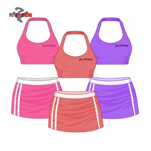 Completo Estivo da Donna in Due Pezzi, Outfit Fitness Personalizzato, <span class=keywords><strong>Abbigliamento</strong></span> Casual Y2K, Gonne <span class=keywords><strong>a</strong></span> Righe e Top Halter - Product Image 1