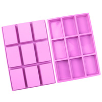 Nouvelles Idées Moule à Gâteau Rectangulaire à 9 Cavités Savon Fait Main Aromathérapie Procédé à Froid DIY Chocolat