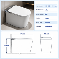 WC intelligent monobloc avec bidet intégré, ouverture automatique du couvercle, chasse d'eau par capteur au pied, siège chauffant, séchoir à air chaud et télécommande