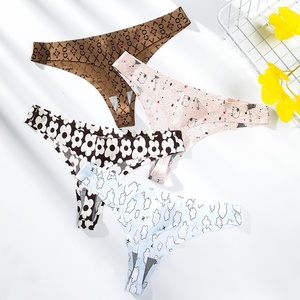 Europa Estados Unidos Señoras Sexy Seda de hielo Tanga sin costuras Cintura baja Fino Antibacteriano Floral Impreso Entrepierna Factory <span class=keywords><strong>Outlet</strong></span> Stock - Product Image 1