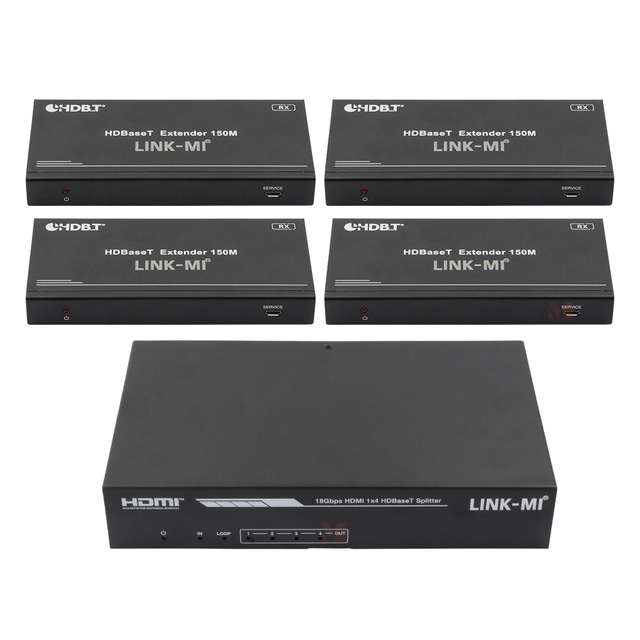 4K60hz 1x4 HDMI Splitter Extender 150M with Audio Extract Function HDMI Loop Output and IR Control