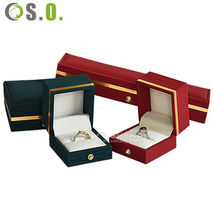 SHERO Red Rectangle Jewelry Box With Velvet <b>Insert</b> Button Closure Elegant Packaging For Rings Necklaces - Product Image 6