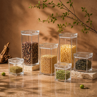 Conteneur de stockage hermétique pour cuisine, fabrication sur mesure, bocaux carrés en acrylique haute transparence pour le thé et les fruits secs