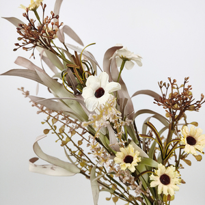 Bouquet de fleurs artificielles de marguerites blanches pour l'automne, buissons de fleurs sauvages en plastique, décoration d'automne pour la fête des Mères et Noël - Product Image 2