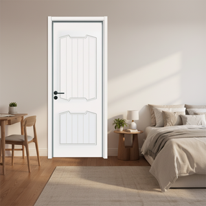 ราคาโรงงาน ประตูไม้จริง WPC PVC สำเร็จรูป ทันสมัย กันน้ำ สีขาว สำหรับห้องนอน ห้องน้ำ ฮาซอน - Product Image 2
