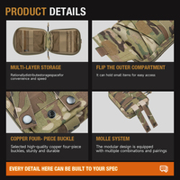 Pochette tactique MOLLE en nylon 500D Multicam, pochette à fermeture éclair pour outils de ceinture, EDC multifonctionnelle pour gilet de chasse