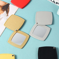 Custom Logo Stainless Steel Square Swivel Magnifying Dual Sided Cosmetic Mirror Bag Make up Pocket Pendant