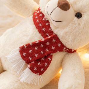 Ours en peluche de Noël - Jouet en peluche en coton PP avec chapeau <span class=keywords><strong>et</strong></span> écharpe de Père Noël, poupée festive pour enfants - Product Image 3