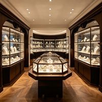 Vitrine à bijoux arquée de comptoir avec dôme de présentation et éclairage LED - Design écologique