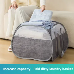 Cesto per Biancheria Sporca Pieghevole e Rinforzato in Tessuto Oxford, Design Moderno e Semplice, Contenitore Portatile per Vestiti <span class=keywords><strong>Sporchi</strong></span> - Product Image 3