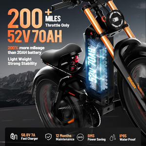 Bicicleta eléctrica Eahora Romeo Pro 2 con horquilla delantera de aluminio reforzada, 200 millas de autonomía, motor dual de 2500W y botón de encendido. - Product Image 5