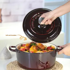 Marmite en fonte émaillée Qianleou Duke 24 cm, marmite à soupe isolée, cuiseur vapeur avec ustensiles - Product Image 2