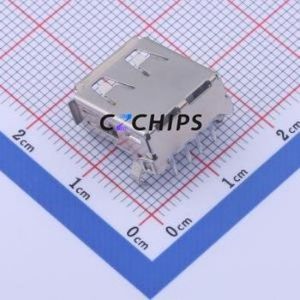 901-132B1013D10211 USB Connector Bent Lead Through Hole Connector Type-A USB 2.0 Female Right Angle Insert - Product Image 2