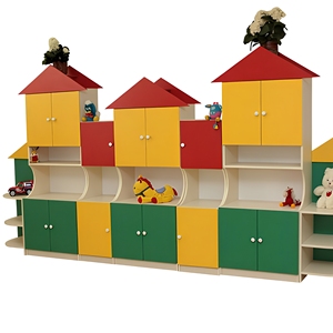 Ensemble de meubles de <span class=keywords><strong>rangement</strong></span> modulaires en bois pour enfants, sur le thème des animaux de dessin animé, pour salle de classe de maternelle et préscolaire, comprenant une bibliothèque et un organisateur de jouets - Product Image 3