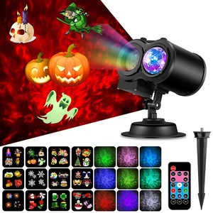 Projecteur de Noël à Projection Extérieure, 16 Motifs Flocons de Neige, Lumières de Noël, de Pâques, de Thanksgiving et de Halloween, pour Remplacement de Cartes - Product Image 4