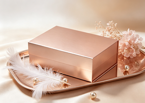 Rigid Two-piece Eco-Friendly Gift <b>Box</b> Magnetic Closure Reinforced <b>Cardboard</b> Core Metallic Matte Rose Gold Film Exterior Crisp - Product Image 4