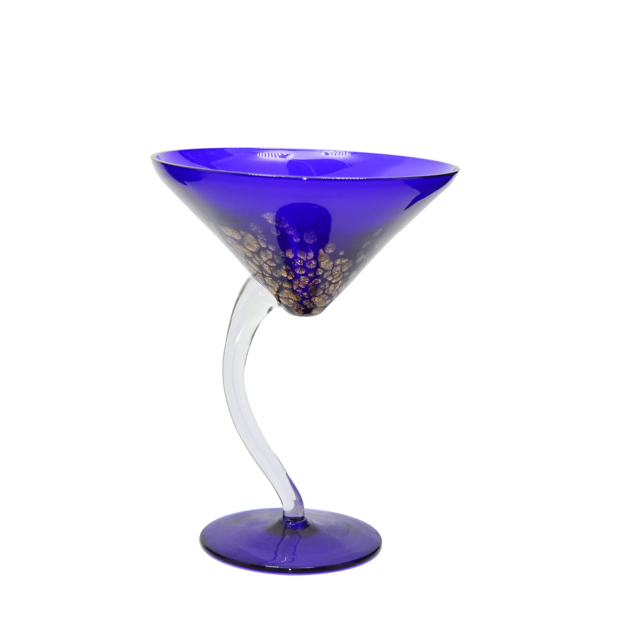 ABT New products Crooked stem Blue color martini glass cocktail glass