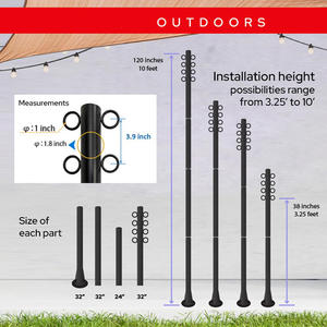 JH-Mech-Kit de toldo de soporte resistente <span class=keywords><strong>para</strong></span> exteriores, toldo <span class=keywords><strong>para</strong></span> cubierta exterior, patio trasero, jardín, 2 paquetes, parasol de acero, poste de <span class=keywords><strong>vela</strong></span> - Product Image 5