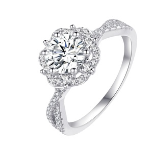 Bague en argent S925 plaquée or avec moissanite D couleur d'un carat, motif floral Princesse <span class=keywords><strong>Elsa</strong></span> - Product Image 1