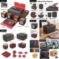 Étui de transport premium pour grandes cartes, 4 boîtes modulaires avec 2 plateaux à dés, en cuir PU imperméable, pour jeux de cartes à collectionner, cadeau