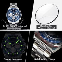 Montre à quartz de luxe pour homme POEDAGAR, chronographe pour homme d'affaires, bracelet original étanche, phase lunaire, calendrier, montre-bracelet 879
