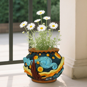 Jarrón de Mesa Decorativo de Resina Ecológica Hecho a Mano, Inspirado en la Noche Estrellada de Van Gogh, Arte Floral, Decoración para el Hogar - Product Image 6