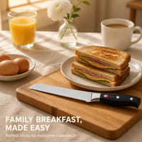Couteau à sandwich dentelé en acier inoxydable pour trancher le pain, les gâteaux et les pâtisseries – Outil de cuisine familial pour le petit-déjeuner