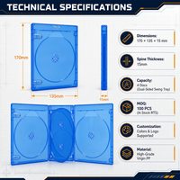 Boîte de rangement multi-packs pour 4 disques Blu-ray, en PP transparent bleu, pour coffret de séries TV