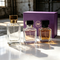 Vente en gros de flacons de parfum en verre vides de 50 ml, 70 ml, 100 ml, de forme spéciale, avec bouchon à baïonnette, impression sérigraphique, boîte cadeau personnalisée