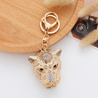 Pendentif de voiture créatif avec accessoires pour clés, tête de léopard en métal, porte-clés promotionnel, porte-clés cadeau