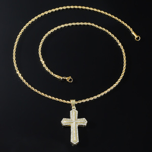 New Simple Popular Design Alloy Gold Plated <b>Cross</b> Pendant Necklace Hiphop Stainless Steel <b>Chain</b> Men's Necklaces Fashion Jewelry - Product Image 1