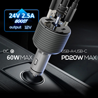 Adaptateur de voiture Starlink Mini 12V 24V 2.5A Convertisseur DC élévateur 60W en alliage d'aluminium de haute qualité Charge rapide pour allume-cigare de voiture