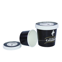 Vente en gros 16oz pinte tasse à crème glacée personnalisé imprimé étanche dessert glacé collation gelato simple paroi papier artisanal avec couvercle