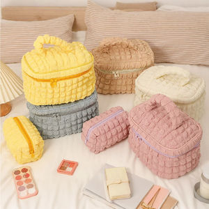 Cross-Border Niche Cream Puff Large-Capacity Pencil Case Soft Fabric Fufu Non-Contrasting Solid Color HandBags - Product Image 1