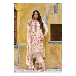 Chinon pur avec broderie lourde Costume Salwar Kameez pour mariage et fête Porter un costume pakistanais à un prix abordable - Product Image 1