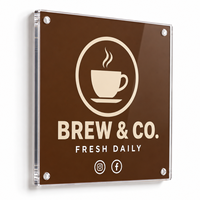 Panneau en acrylique personnalisable, plaque murale en plexiglas personnalisée avec logo, texte, icônes sociales pour magasin, café, studio