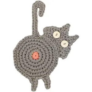 猫のお尻コースター面白いドリンクマット手作りかぎ針編みカップコースター吸収性コースターホームオフィスの装飾猫のギフト