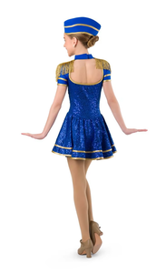Traje de baile de marinero con lentejuelas para niños Traje de escenario azul real Vestido de capitán pequeño - Product Image 3