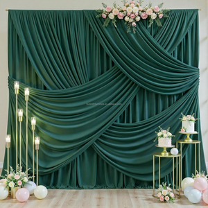 Rideaux de fond de scène de luxe modernes et professionnels, vert double couche, pour arche de mariage, avec support, en soie de lait - Product Image 6