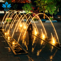 Fontaine d'extérieur commerciale de luxe DEWY en acier inoxydable, contrôlée par DMX, à jets multiples et ondulés, avec effet de danse et de mouvement