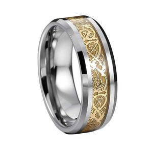 Wholesale Fashion Dragon <b>Plate</b> <b>Ring</b> Creative Red Green Gold Silver Carbon Fiber Tungsten Steel Personalities Weddings - Product Image 2